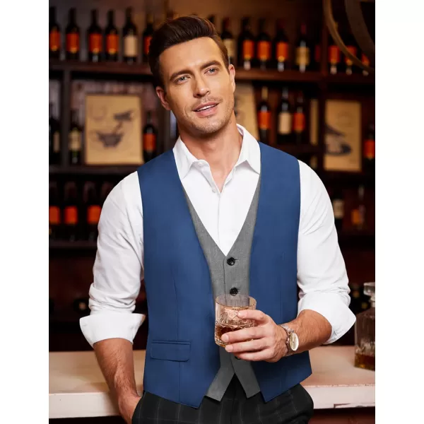 COOFANDY Men's Business Suit Vest Layered Plaid Dress Vest Waistcoat for Wedding,Party