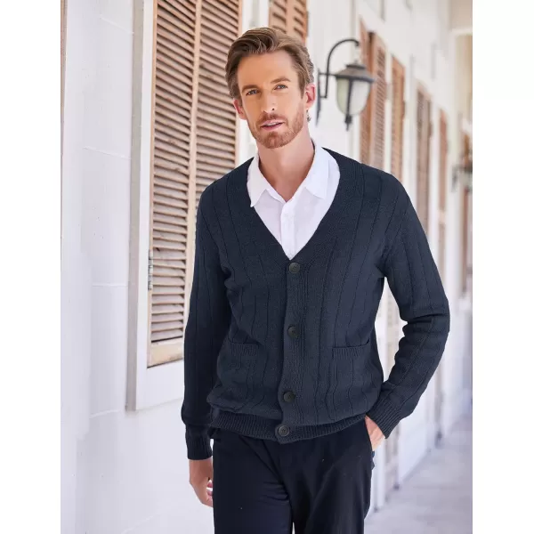 COOFANDY Men's Cardigan Sweater Cable Knit V Neck Button up Sweaters Ribbed Cardigan Sweater with Pockets