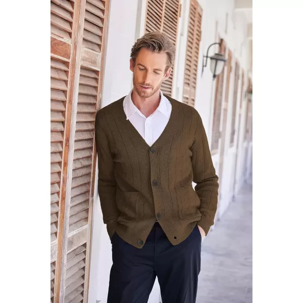 COOFANDY Men's Cardigan Sweater Cable Knit V Neck Button up Sweaters Ribbed Cardigan Sweater with Pockets