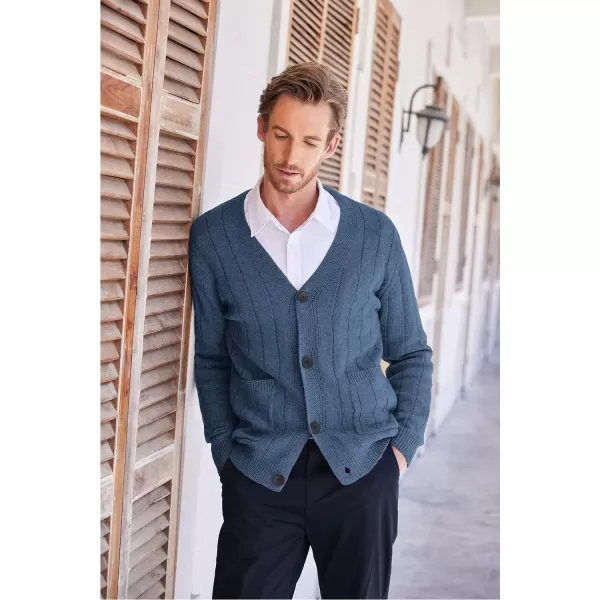 COOFANDY Men's Cardigan Sweater Cable Knit V Neck Button up Sweaters Ribbed Cardigan Sweater with Pockets