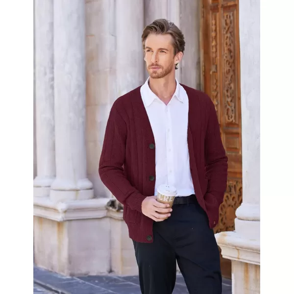 COOFANDY Men's Cardigan Sweater Cable Knit V Neck Button up Sweaters Ribbed Cardigan Sweater with Pockets