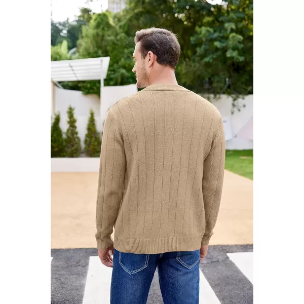 COOFANDY Men's Cardigan Sweater Cable Knit V Neck Button up Sweaters Ribbed Cardigan Sweater with Pockets