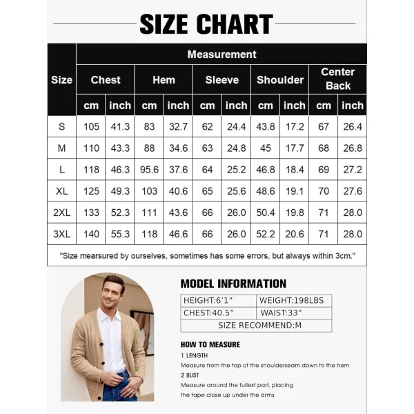 COOFANDY Men's Cardigan Sweater Cable Knit V Neck Button up Sweaters Ribbed Cardigan Sweater with Pockets