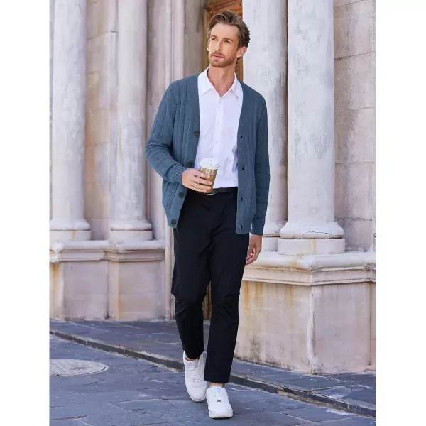 COOFANDY Men's Cardigan Sweater Cable Knit V Neck Button up Sweaters Ribbed Cardigan Sweater with Pockets