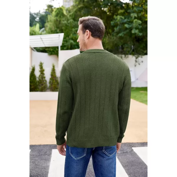 COOFANDY Men's Cardigan Sweater Cable Knit V Neck Button up Sweaters Ribbed Cardigan Sweater with Pockets