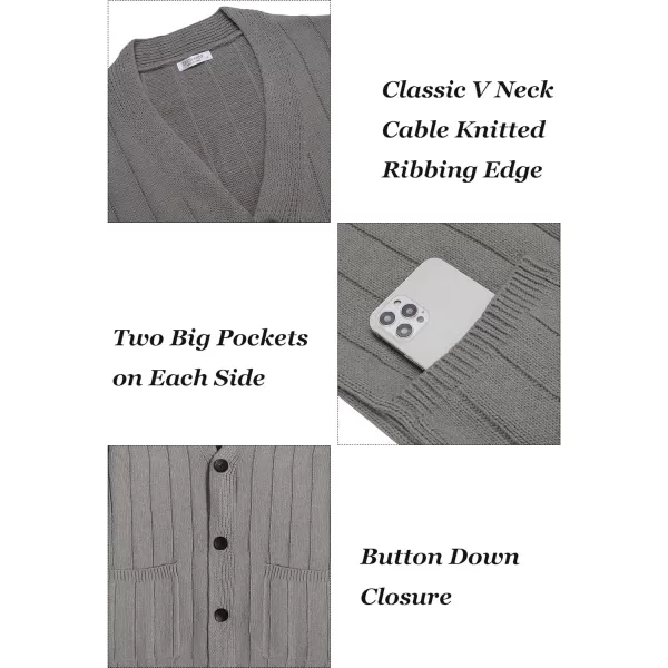 COOFANDY Men's Cardigan Sweater Cable Knit V Neck Button up Sweaters Ribbed Cardigan Sweater with Pockets