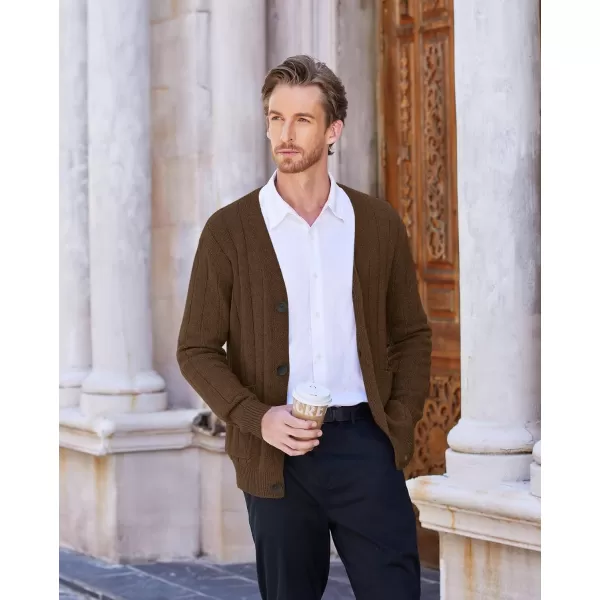 COOFANDY Men's Cardigan Sweater Cable Knit V Neck Button up Sweaters Ribbed Cardigan Sweater with Pockets