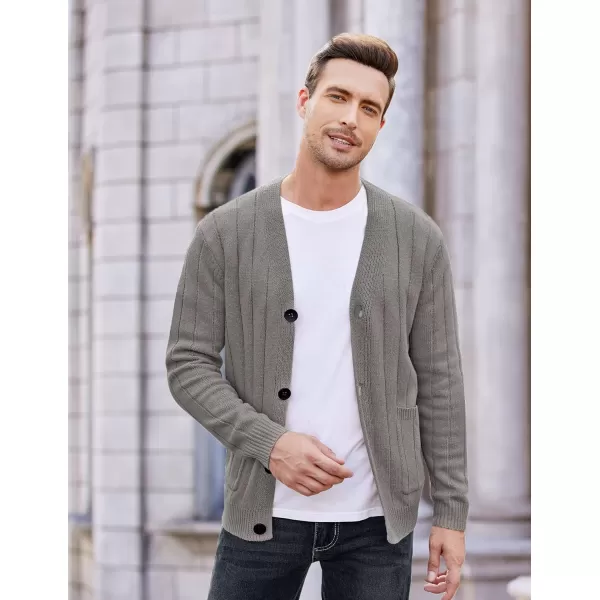 COOFANDY Men's Cardigan Sweater Cable Knit V Neck Button up Sweaters Ribbed Cardigan Sweater with Pockets