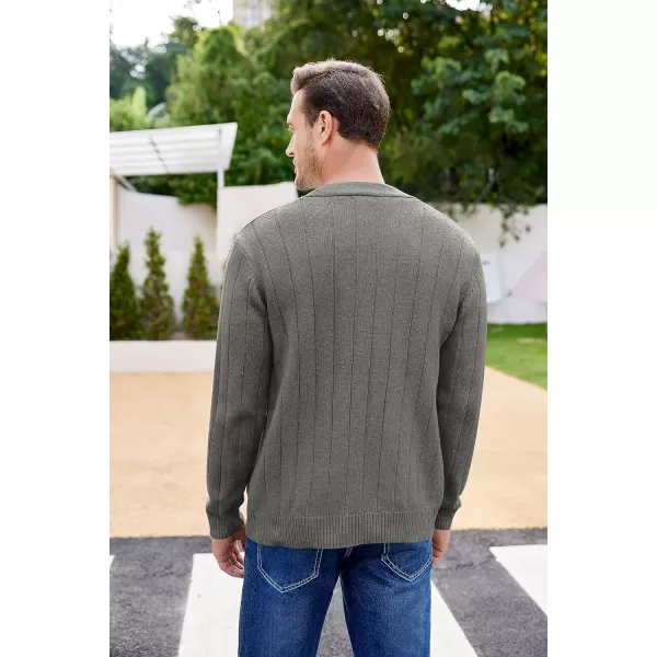 COOFANDY Men's Cardigan Sweater Cable Knit V Neck Button up Sweaters Ribbed Cardigan Sweater with Pockets