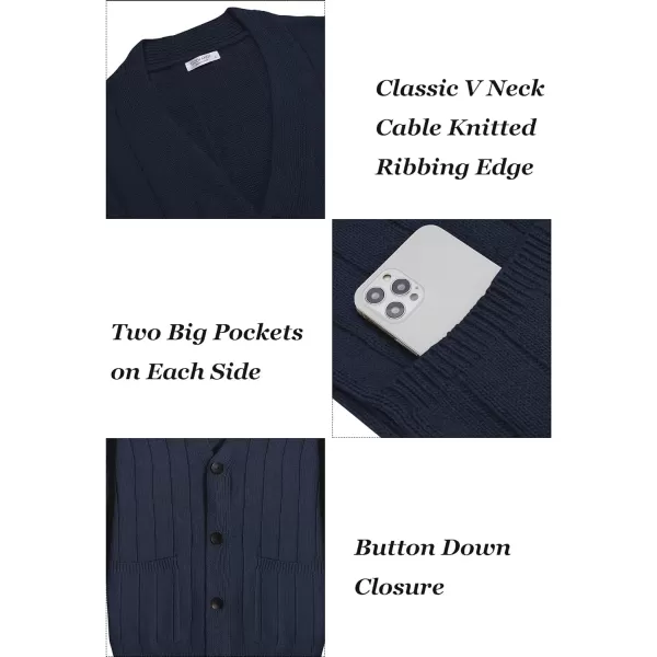 COOFANDY Men's Cardigan Sweater Cable Knit V Neck Button up Sweaters Ribbed Cardigan Sweater with Pockets