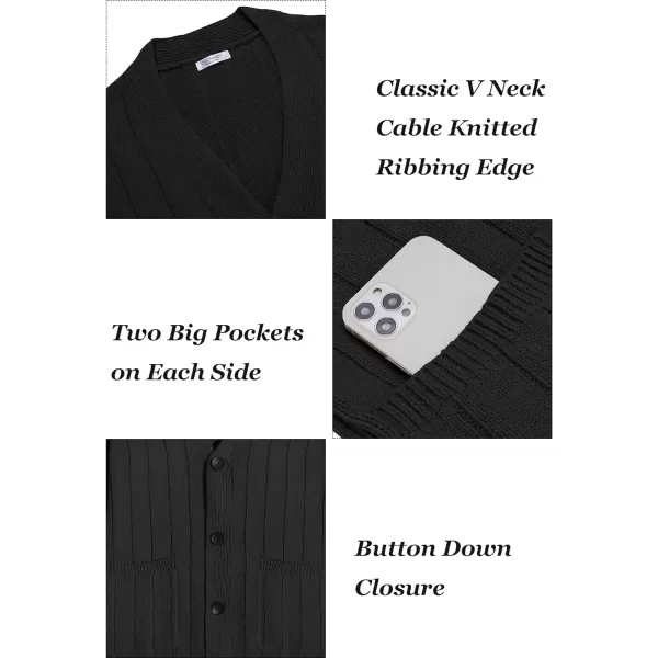 COOFANDY Men's Cardigan Sweater Cable Knit V Neck Button up Sweaters Ribbed Cardigan Sweater with Pockets