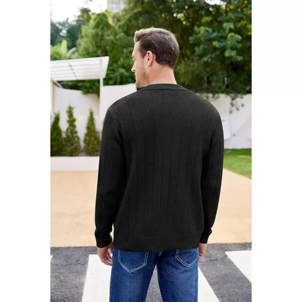 COOFANDY Men's Cardigan Sweater Cable Knit V Neck Button up Sweaters Ribbed Cardigan Sweater with Pockets
