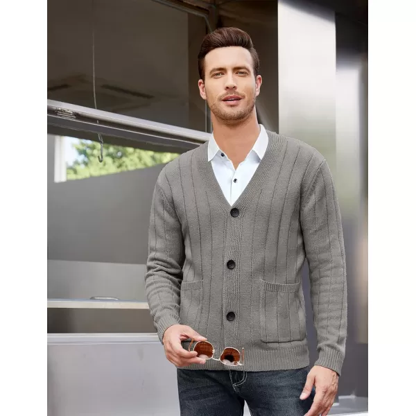 COOFANDY Men's Cardigan Sweater Cable Knit V Neck Button up Sweaters Ribbed Cardigan Sweater with Pockets