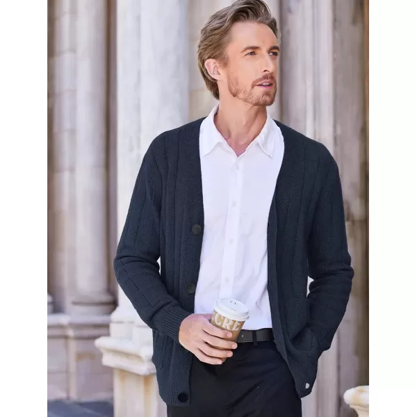 COOFANDY Men's Cardigan Sweater Cable Knit V Neck Button up Sweaters Ribbed Cardigan Sweater with Pockets