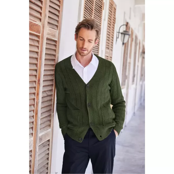 COOFANDY Men's Cardigan Sweater Cable Knit V Neck Button up Sweaters Ribbed Cardigan Sweater with Pockets