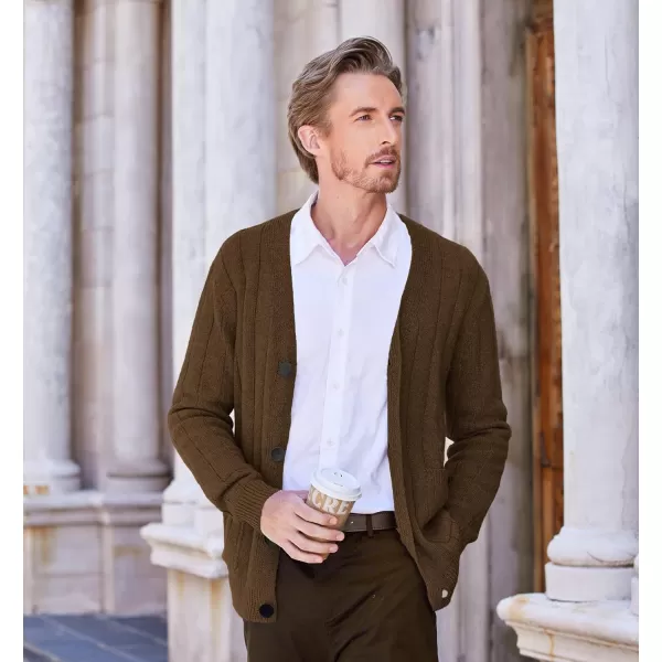 COOFANDY Men's Cardigan Sweater Cable Knit V Neck Button up Sweaters Ribbed Cardigan Sweater with Pockets