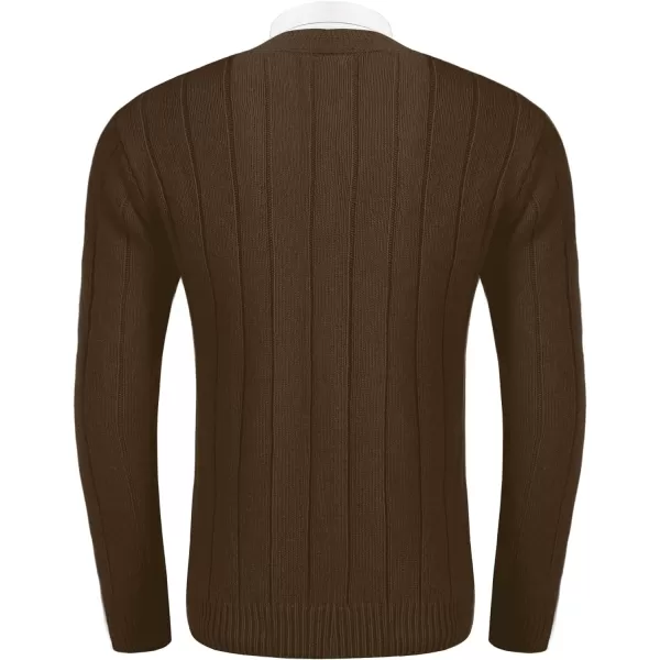 COOFANDY Men's Cardigan Sweater Cable Knit V Neck Button up Sweaters Ribbed Cardigan Sweater with Pockets
