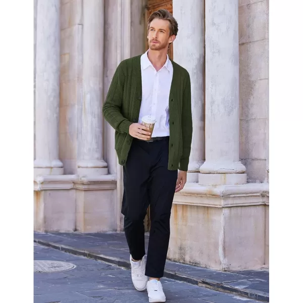 COOFANDY Men's Cardigan Sweater Cable Knit V Neck Button up Sweaters Ribbed Cardigan Sweater with Pockets