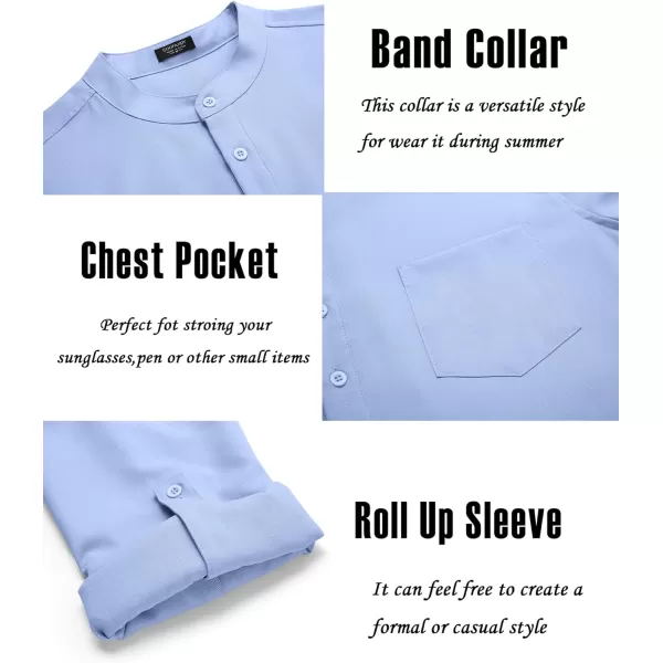 COOFANDY Men's Casual Henley Shirts Long Sleeve Band Collar Summer Linen Beach Hippie T Shirts with Pocket