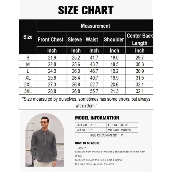 COOFANDY Men's Casual Henley Shirts Long Sleeve Band Collar Summer Linen Beach Hippie T Shirts with Pocket