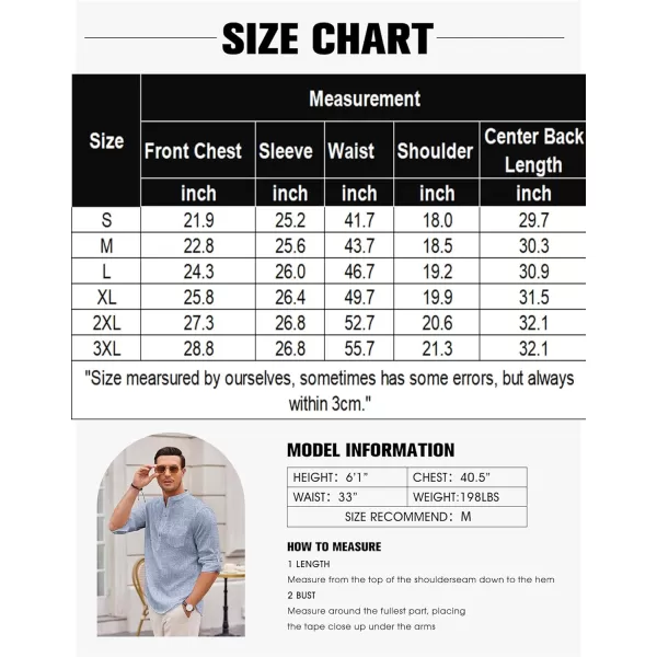 COOFANDY Men's Casual Henley Shirts Long Sleeve Band Collar Summer Linen Beach Hippie T Shirts with Pocket