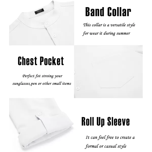 COOFANDY Men's Casual Henley Shirts Long Sleeve Band Collar Summer Linen Beach Hippie T Shirts with Pocket
