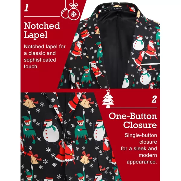 COOFANDY Men's Christmas Blazer One Button Christmas Suit Jacket Xmas Party Jackets Holiday Blazers