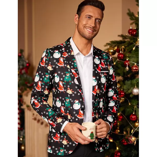 COOFANDY Men's Christmas Blazer One Button Christmas Suit Jacket Xmas Party Jackets Holiday Blazers