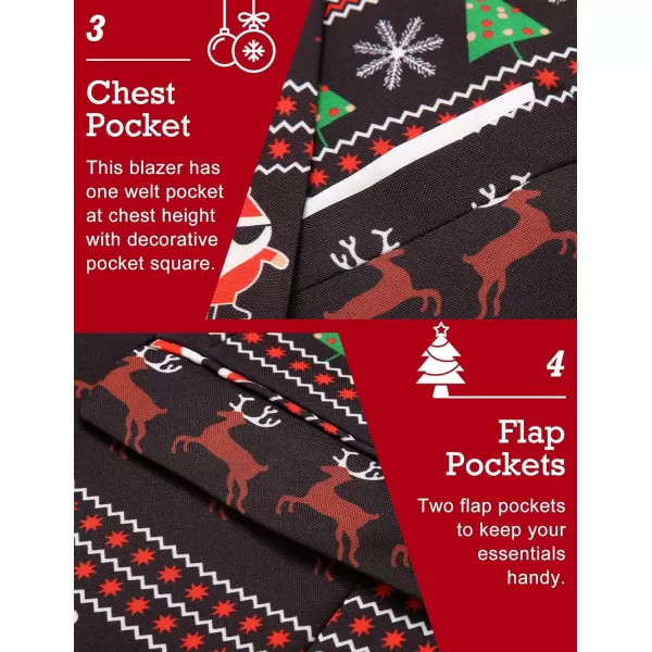 COOFANDY Men's Christmas Blazer One Button Christmas Suit Jacket Xmas Party Jackets Holiday Blazers