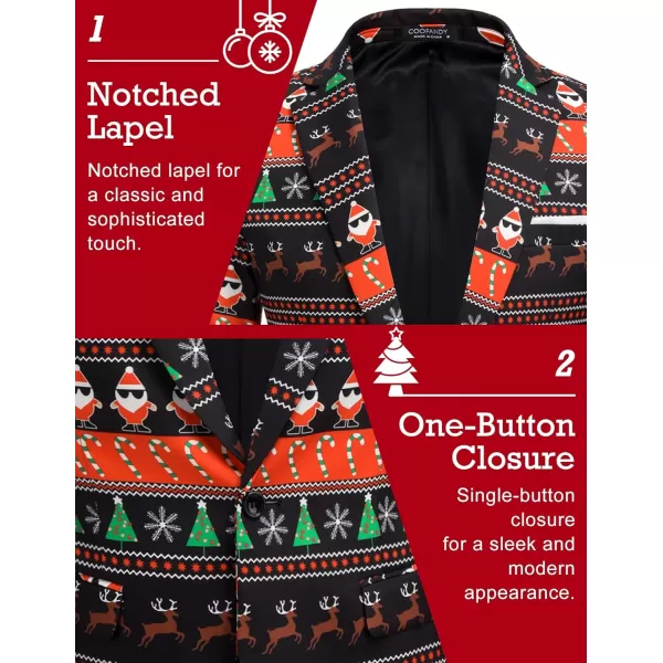 COOFANDY Men's Christmas Blazer One Button Christmas Suit Jacket Xmas Party Jackets Holiday Blazers
