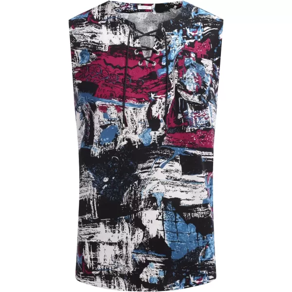 COOFANDY Men's Cotton Linen Tank Top Shirts Casual Sleeveless Lace Up Beach Hippie Tops Bohemian Renaissance Pirate Tunic