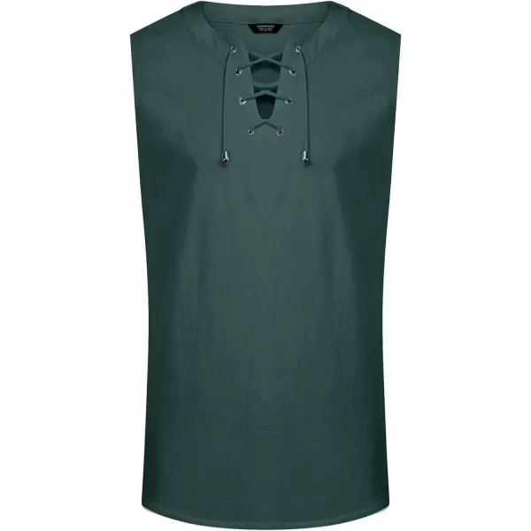 COOFANDY Men's Cotton Linen Tank Top Shirts Casual Sleeveless Lace Up Beach Hippie Tops Bohemian Renaissance Pirate Tunic