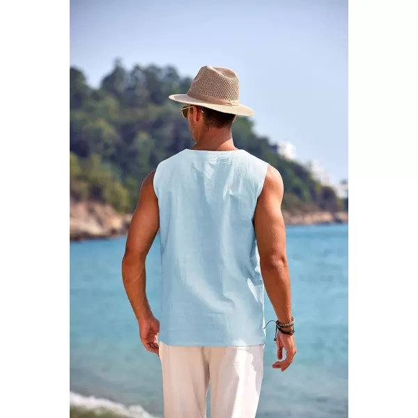 COOFANDY Men's Cotton Linen Tank Top Shirts Casual Sleeveless Lace Up Beach Hippie Tops Bohemian Renaissance Pirate Tunic