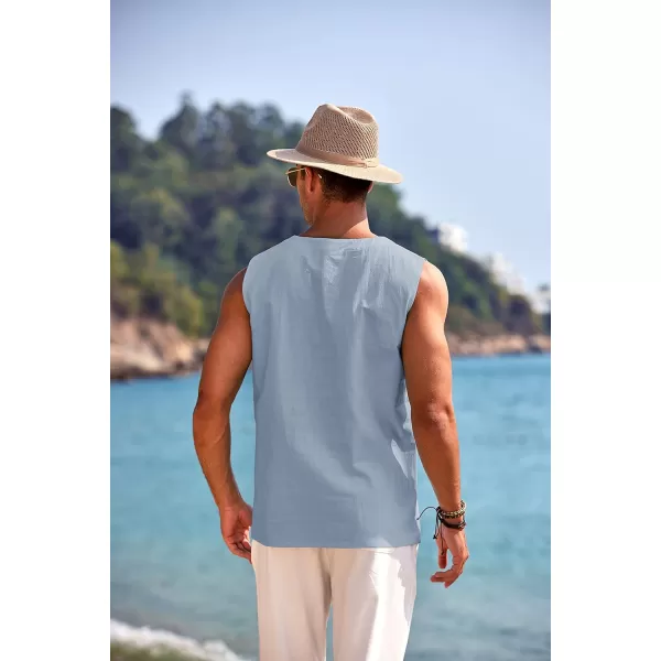 COOFANDY Men's Cotton Linen Tank Top Shirts Casual Sleeveless Lace Up Beach Hippie Tops Bohemian Renaissance Pirate Tunic