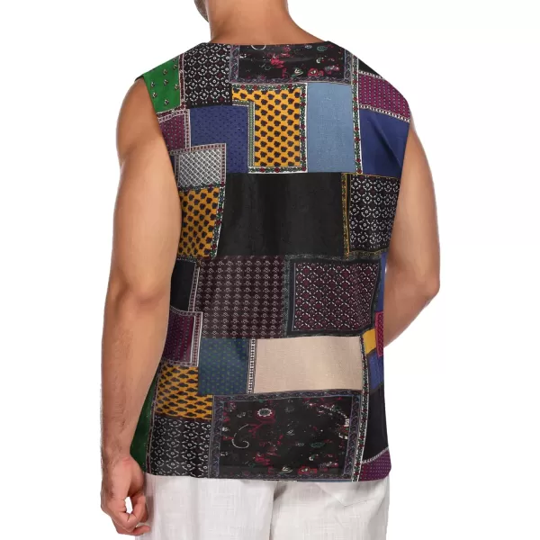 COOFANDY Men's Cotton Linen Tank Top Shirts Casual Sleeveless Lace Up Beach Hippie Tops Bohemian Renaissance Pirate Tunic