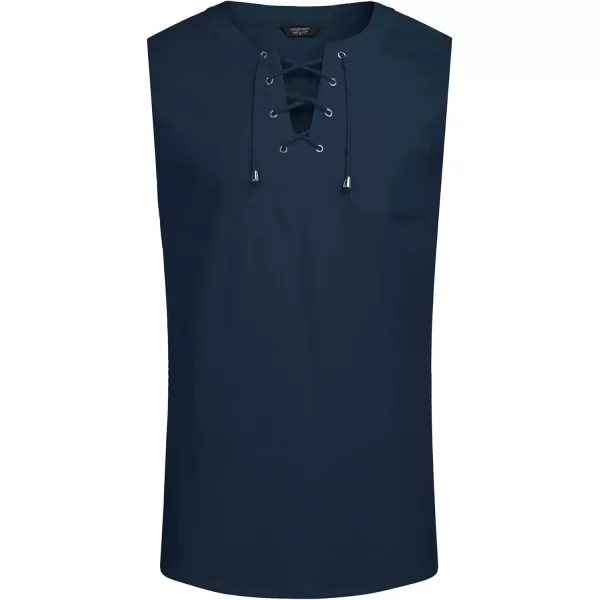 COOFANDY Men's Cotton Linen Tank Top Shirts Casual Sleeveless Lace Up Beach Hippie Tops Bohemian Renaissance Pirate Tunic
