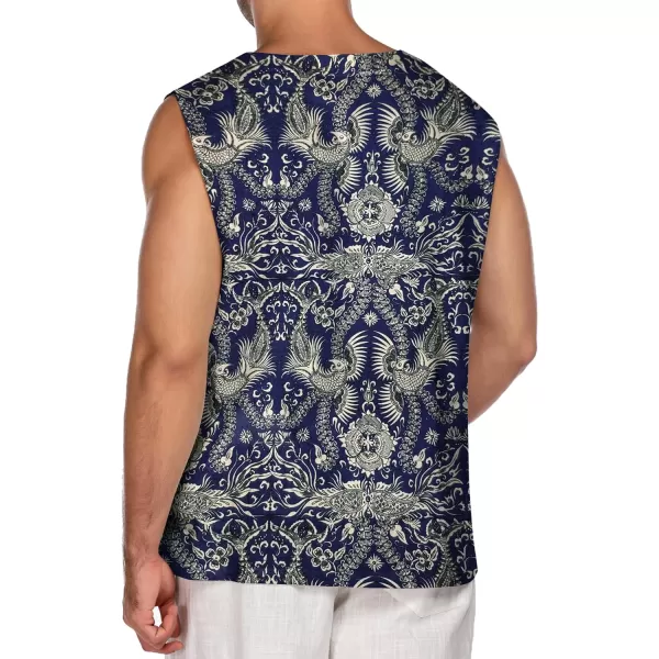 COOFANDY Men's Cotton Linen Tank Top Shirts Casual Sleeveless Lace Up Beach Hippie Tops Bohemian Renaissance Pirate Tunic