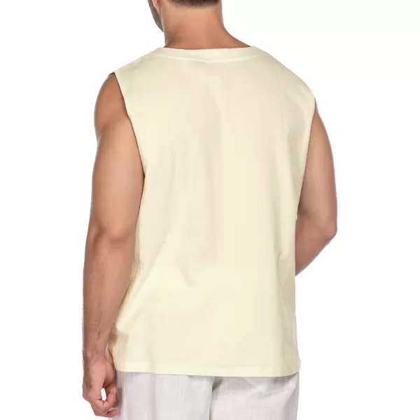 COOFANDY Men's Cotton Linen Tank Top Shirts Casual Sleeveless Lace Up Beach Hippie Tops Bohemian Renaissance Pirate Tunic