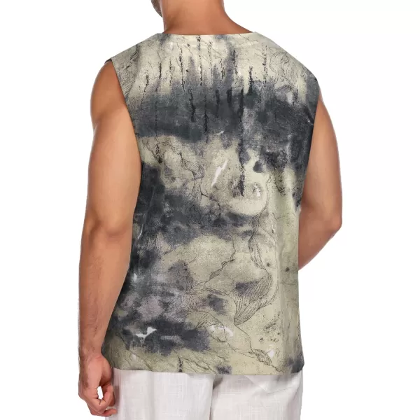 COOFANDY Men's Cotton Linen Tank Top Shirts Casual Sleeveless Lace Up Beach Hippie Tops Bohemian Renaissance Pirate Tunic