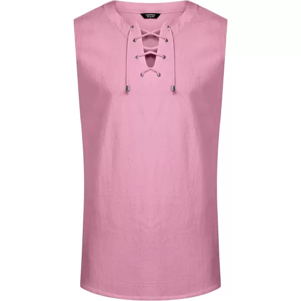 COOFANDY Men's Cotton Linen Tank Top Shirts Casual Sleeveless Lace Up Beach Hippie Tops Bohemian Renaissance Pirate Tunic
