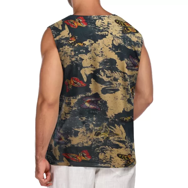 COOFANDY Men's Cotton Linen Tank Top Shirts Casual Sleeveless Lace Up Beach Hippie Tops Bohemian Renaissance Pirate Tunic