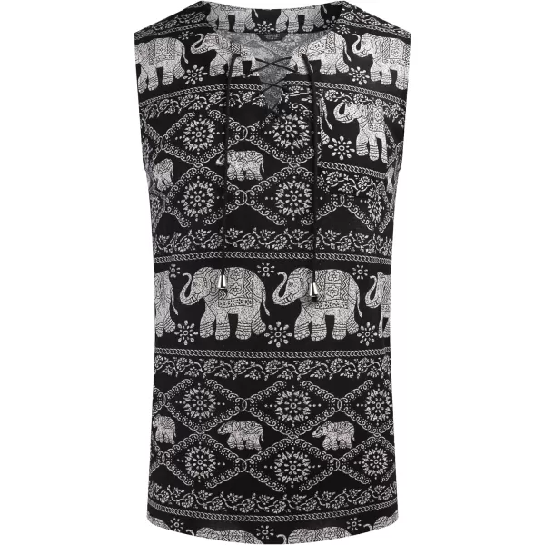 COOFANDY Men's Cotton Linen Tank Top Shirts Casual Sleeveless Lace Up Beach Hippie Tops Bohemian Renaissance Pirate Tunic