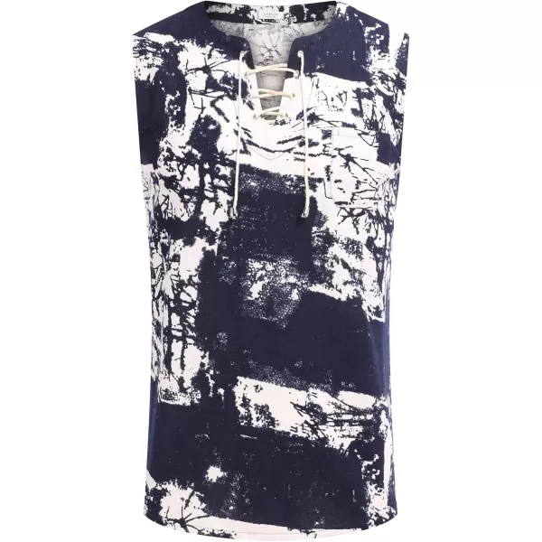 COOFANDY Men's Cotton Linen Tank Top Shirts Casual Sleeveless Lace Up Beach Hippie Tops Bohemian Renaissance Pirate Tunic