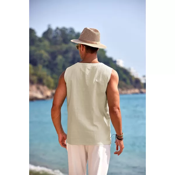 COOFANDY Men's Cotton Linen Tank Top Shirts Casual Sleeveless Lace Up Beach Hippie Tops Bohemian Renaissance Pirate Tunic