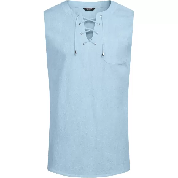 COOFANDY Men's Cotton Linen Tank Top Shirts Casual Sleeveless Lace Up Beach Hippie Tops Bohemian Renaissance Pirate Tunic