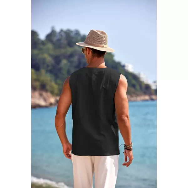 COOFANDY Men's Cotton Linen Tank Top Shirts Casual Sleeveless Lace Up Beach Hippie Tops Bohemian Renaissance Pirate Tunic