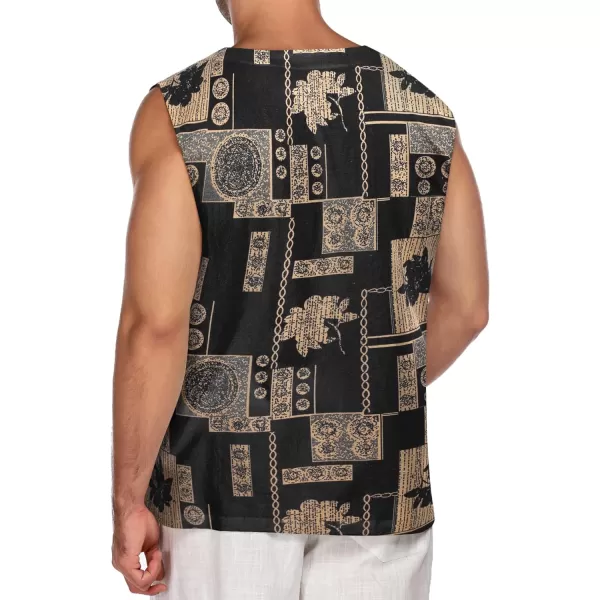 COOFANDY Men's Cotton Linen Tank Top Shirts Casual Sleeveless Lace Up Beach Hippie Tops Bohemian Renaissance Pirate Tunic