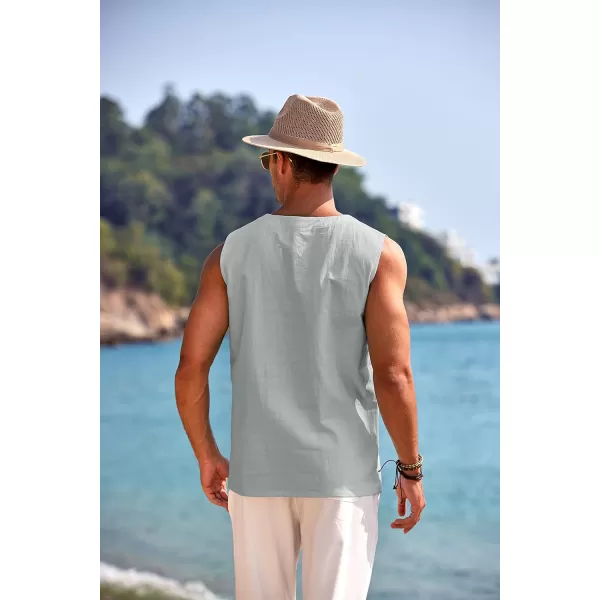 COOFANDY Men's Cotton Linen Tank Top Shirts Casual Sleeveless Lace Up Beach Hippie Tops Bohemian Renaissance Pirate Tunic