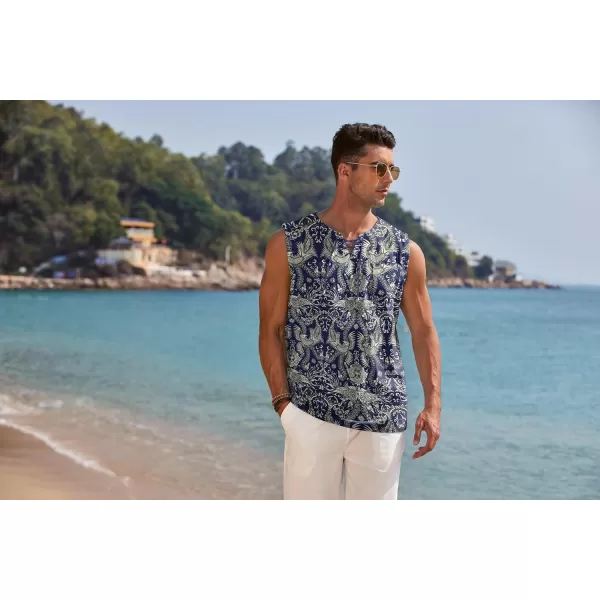 COOFANDY Men's Cotton Linen Tank Top Shirts Casual Sleeveless Lace Up Beach Hippie Tops Bohemian Renaissance Pirate Tunic