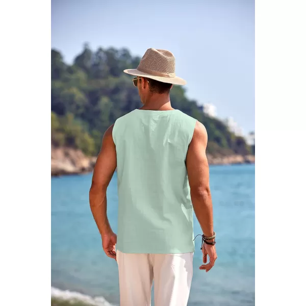 COOFANDY Men's Cotton Linen Tank Top Shirts Casual Sleeveless Lace Up Beach Hippie Tops Bohemian Renaissance Pirate Tunic
